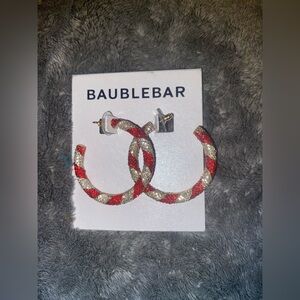 BNWT BaubleBar Mint Condition Candy Cane Hoop Earrings $48